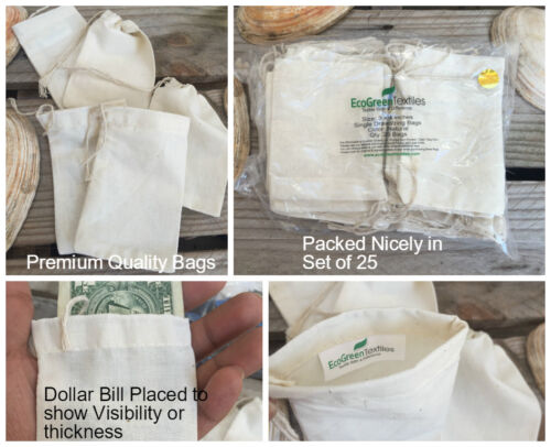 2x3 inch Original  Cotton Muslin Bags *Nice Thick QUALITY*  Choose Quantities