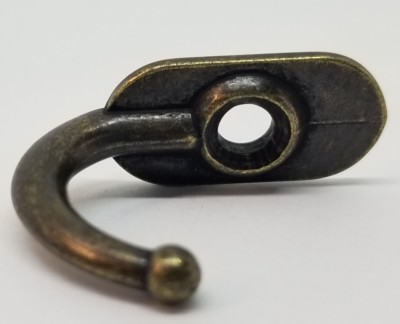 1.25" ANTIQUE BRASS Small Jewelry Hook Front Mount Single shirt jacket hat TINY