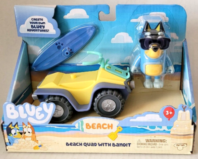 Bluey Beach Quad with Bandit Figure Vehicle and Surfboard