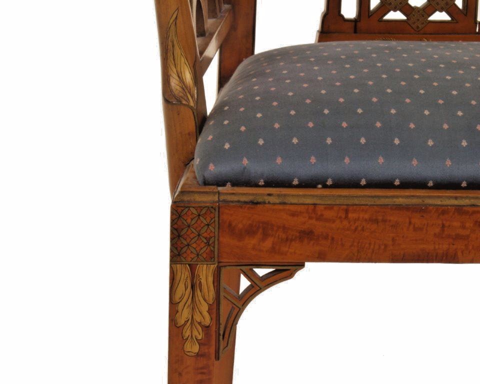 English Chinese Chippendale Chairs 19th Cent NEW CHINESE RED SILK SEATS MUSEUM