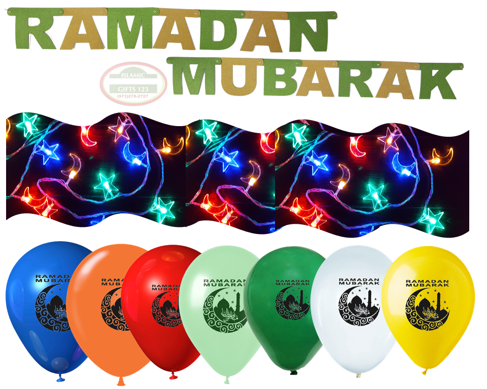 Ramadan decor 44 Pcs string Light + Banner + balloons Ramadan Gift Islamic gifts