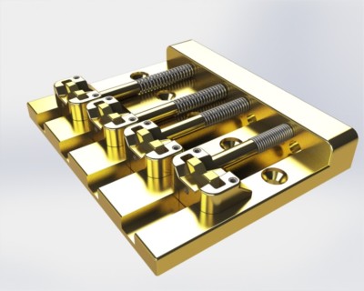 Brand new 4 string Hipshot KICKASS gold bass bridge