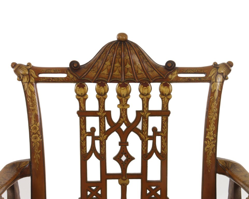 English Chinese Chippendale Chairs 19th Cent NEW CHINESE RED SILK SEATS MUSEUM