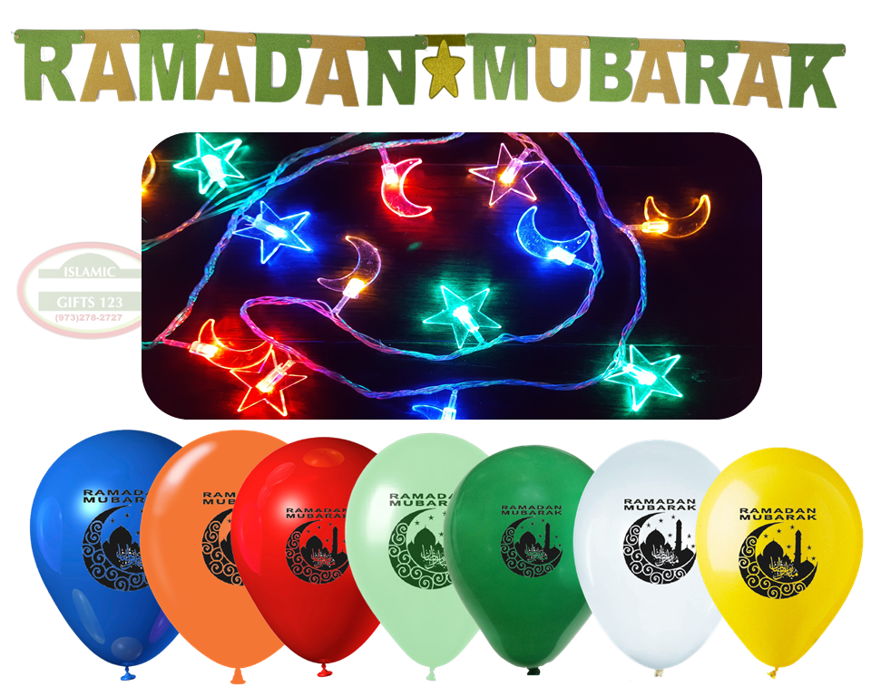 Ramadan decor 44 Pcs string Light + Banner + balloons Ramadan Gift Islamic gifts
