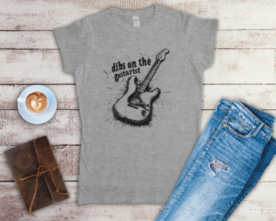 Dibs On The Guitarist Ladies Fitted Concert/Gig T Shirt Sizes Small-2XL