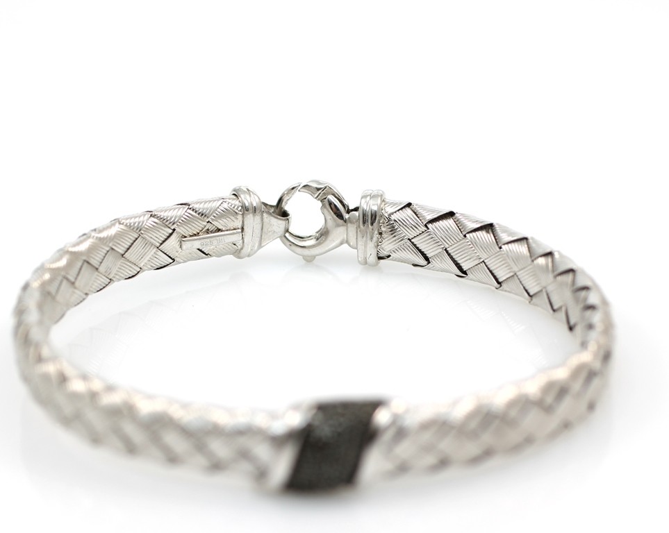 BH For Effy Sterling Silver Black Diamond Woven Tennis Bracelet 7.5
