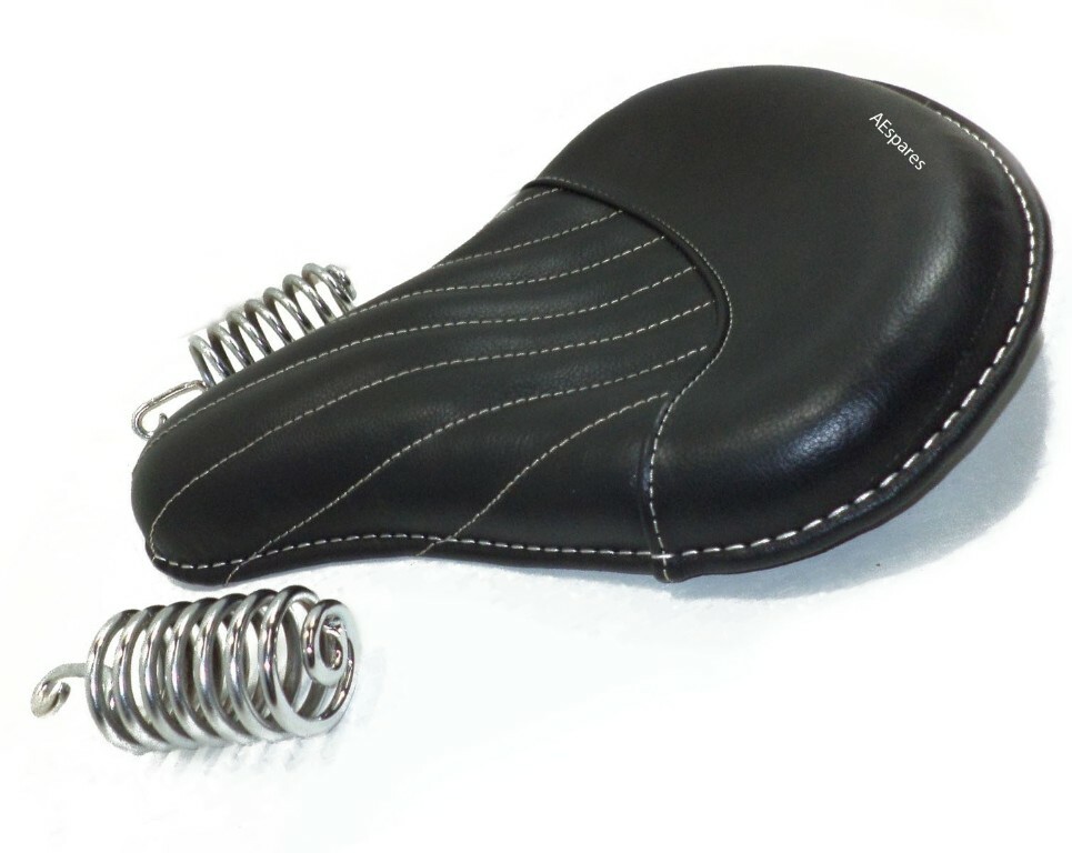 Fits Royal Enfield Classic 350 500 Black Color Leather Front Saddle Seat 