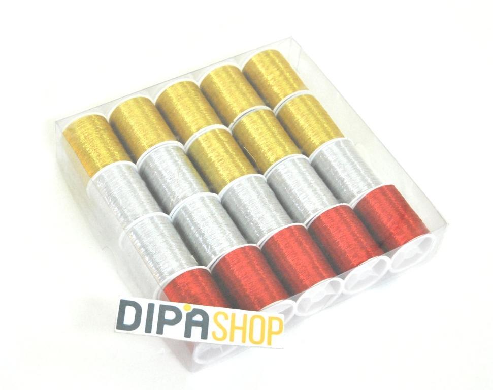 Set 20 Pezzi Rocchetto Bobina Filo Cucire Macchina Ricamo Metallizzato moc