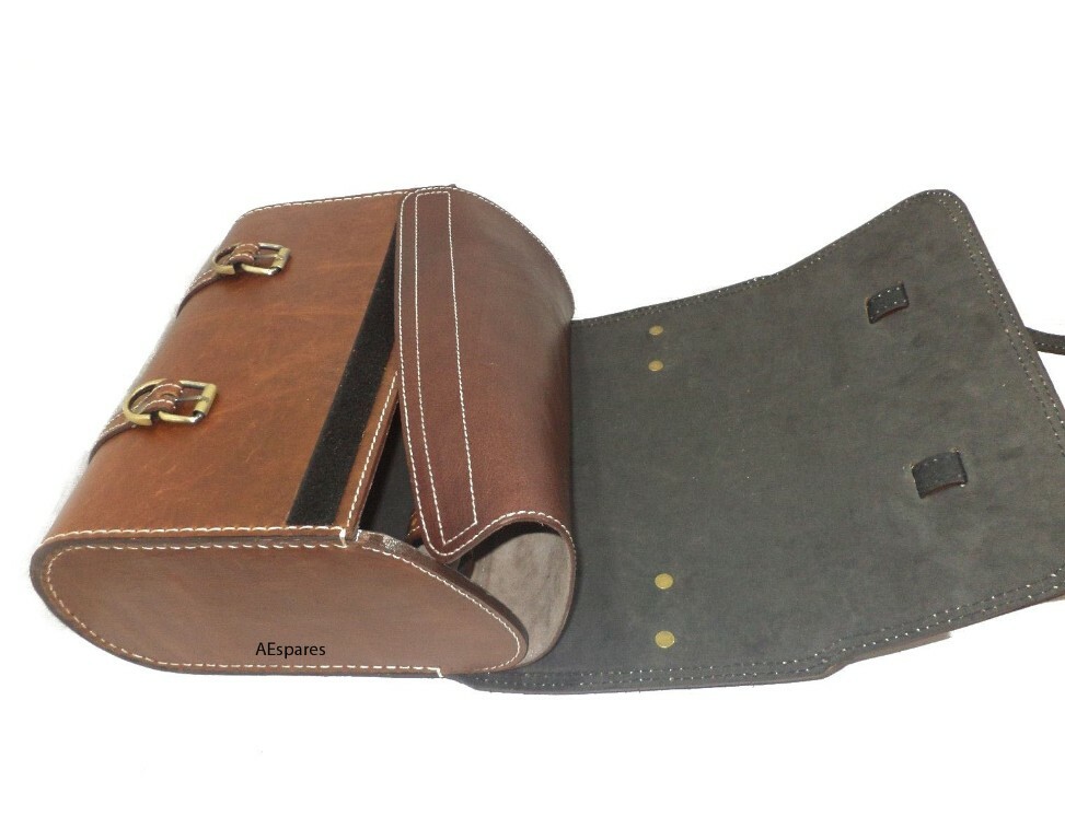 Fits Royal Enfield 350 Antique Brown Leather Saddle Bag & Front Rear Seat  