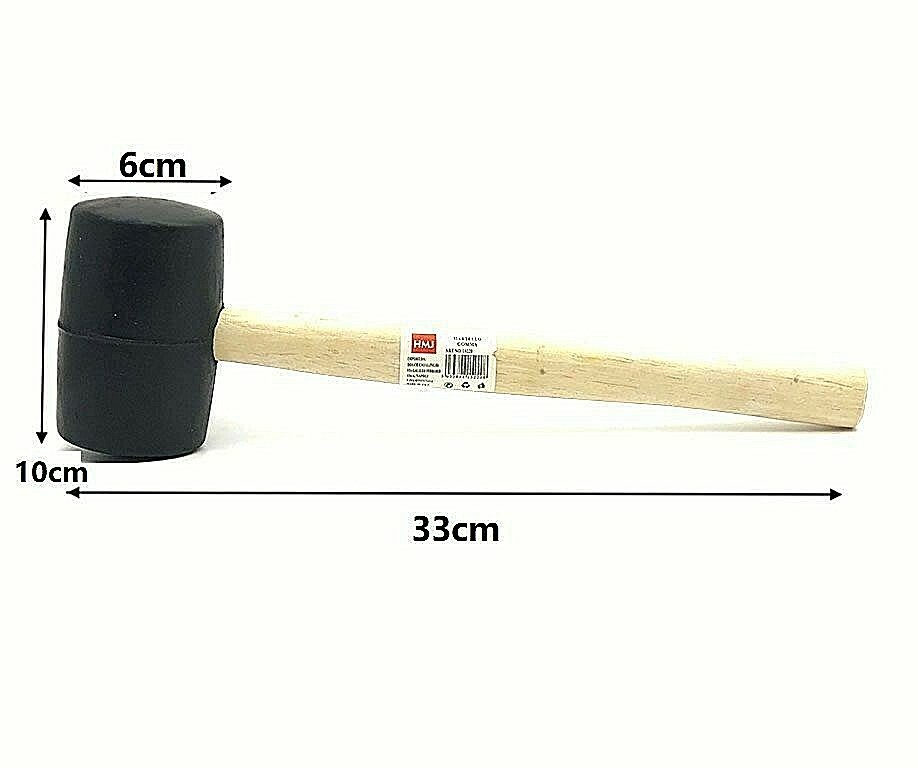 Martello Mazzuolo Testa in Gomma Manico Legno 750 gr Piastrelle Carrozziere Hmj