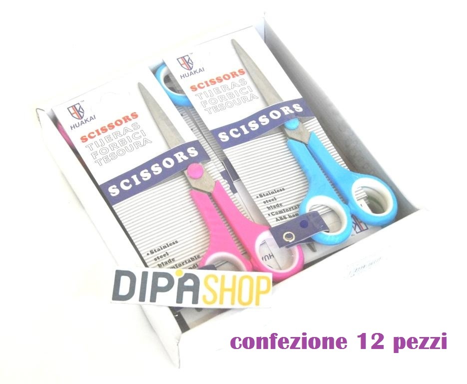 Set 12 Forbici Forbice Multiuso Taglia Scissors Scuola Ufficio Casa 18cm moc