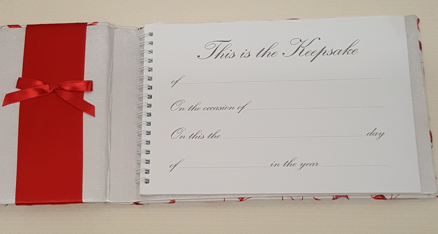 Lillian Rose Guestbook Wedding Red White Embroidered Formal