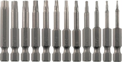 Torx Security Screwdriver Bit Set T5-T40 12PCS 1/4 Inch 12 TX / 2 inch, Grey 
