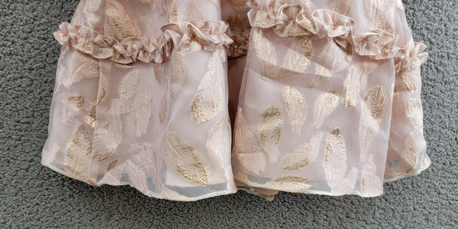 Rare Editions Puff-Sleeve Burnout Organza Dress Little Girls' 5 Blush Back Zip - Picture 13 of 16