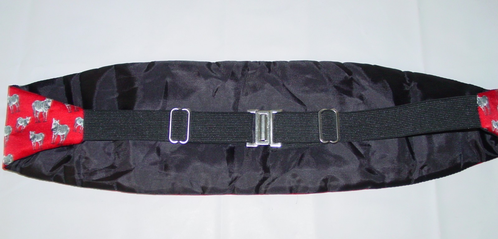 Mens Zebra Red Cummerbund 100% Silk St. Louis Zoo Adjustable Y42