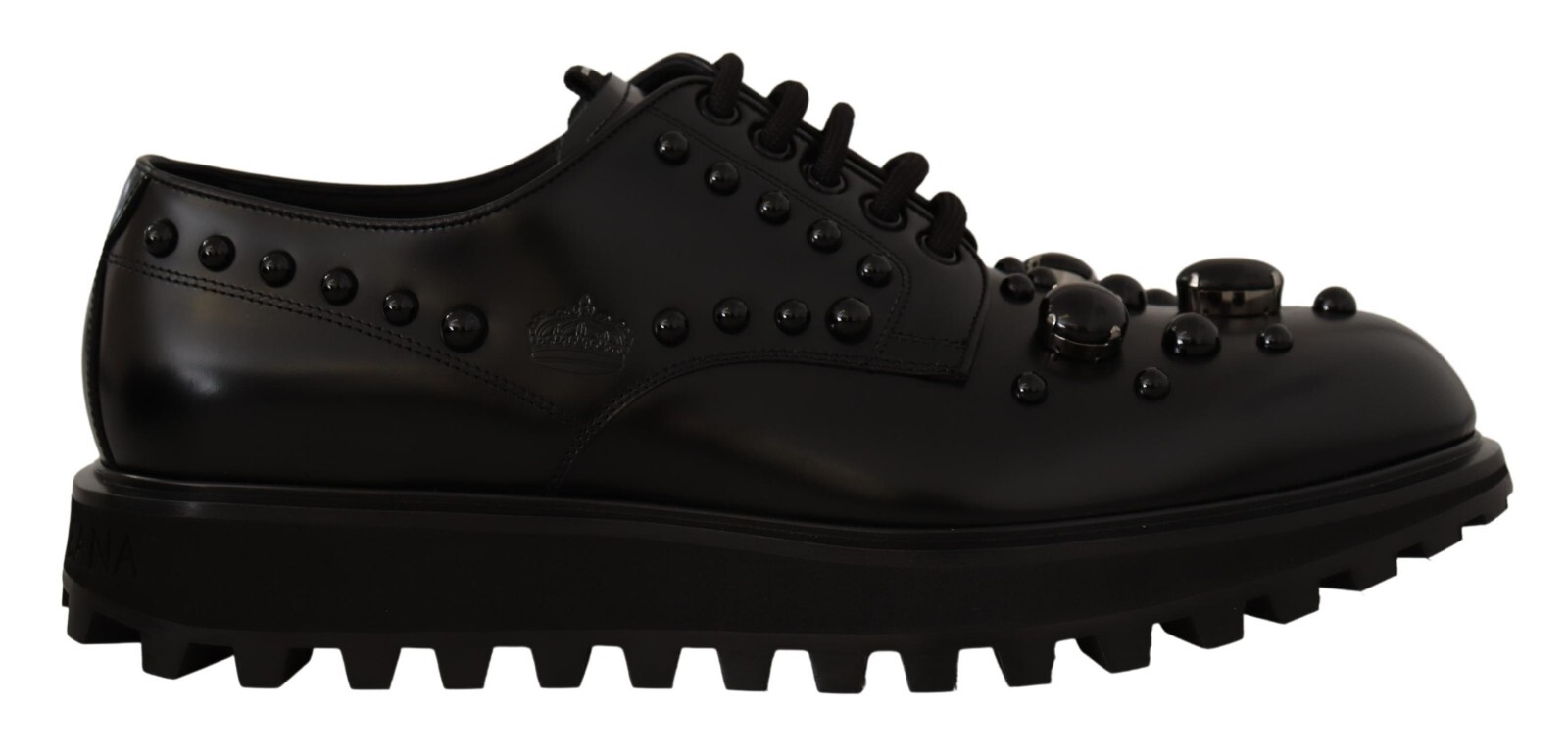 

DOLCE - GABBANA Туфли Дерби Черные Кожаные Кристаллы Мужские Формальные EU44 / US11 $2000, Черный