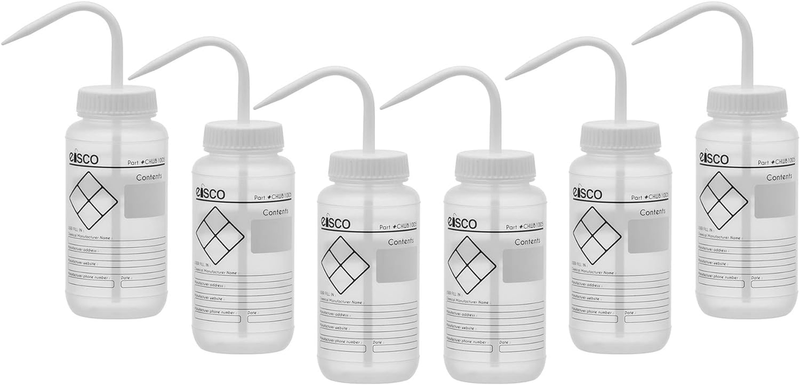 Chemical Wash Bottle, Blank Labels, 500Ml - Wide Mouth, Self Venting, Low Densit