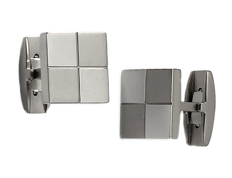 Gem And Harmony Mens Titanium Checker Cuff Links