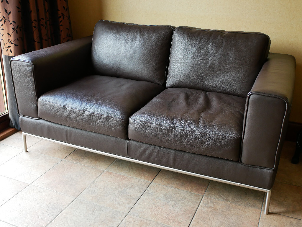Ikea 2 Seater Brown Leather Sofa In Southside Glasgow Gumtree