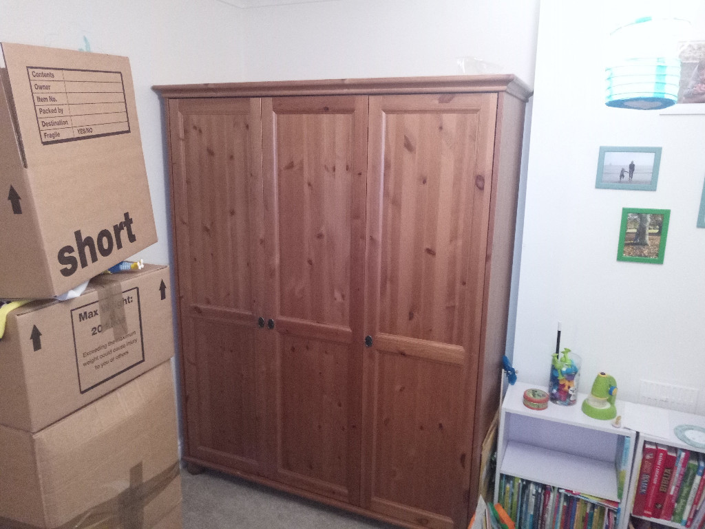Ikea Leksvik Triple 3 Door Solid Pine Wardrobe In Bournemouth