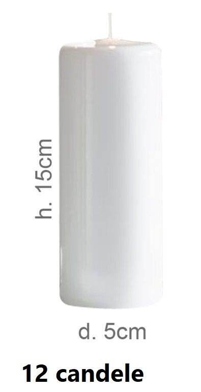 Set 12 Pezzi Candele Bianco Laccato 5x15cm Decorazione Casa dfh