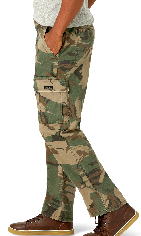 Men's Wrangler Camo Cargo Pants w/ Stretch Relaxed Fit Tech Pocket CHOOSE SIZE