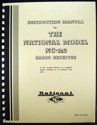 National NC-125 NC125 Radio Receiver Manual