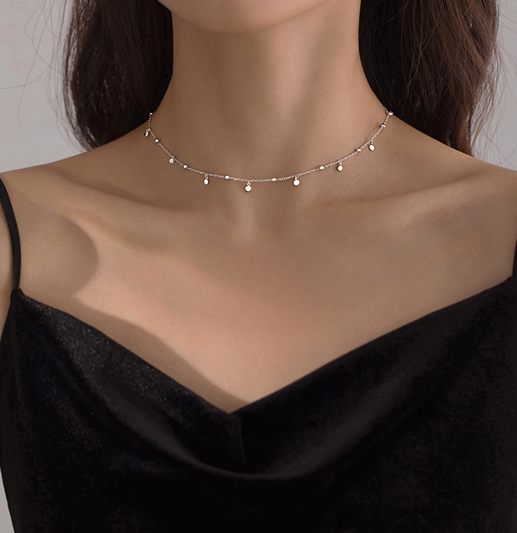 Woman 925 Sterling Silver Plated Station Beads Balls Chain
