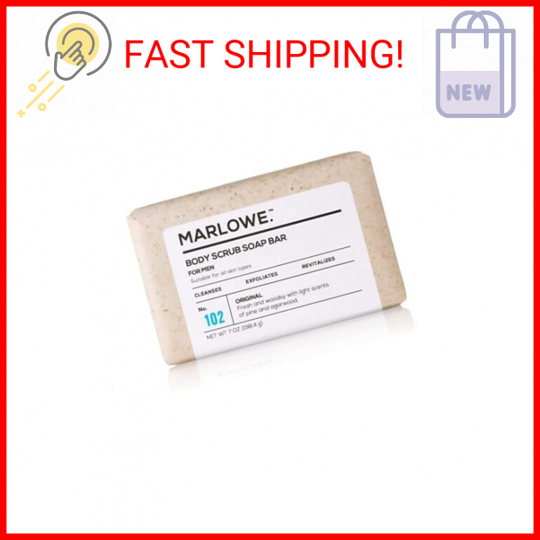 MARLOWE. No. 102 Men's Body Scrub Soap 7 oz | Best Exfoliating Bar for Men | Mad
