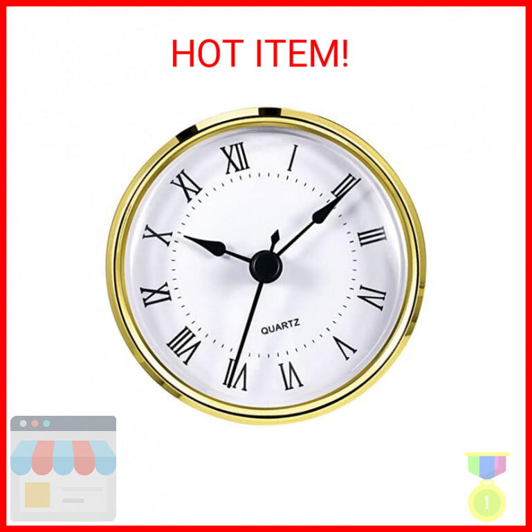 Hicarer Round Clock Insert 3-1/8 Inch (80 mm) Quartz Movement Roman Numeral Gold