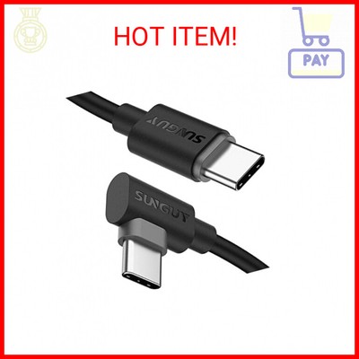 SUNGUY USB C to USB C Cable 1FT [2Pack], Right Angle 90 Degree Type C to C 60W P