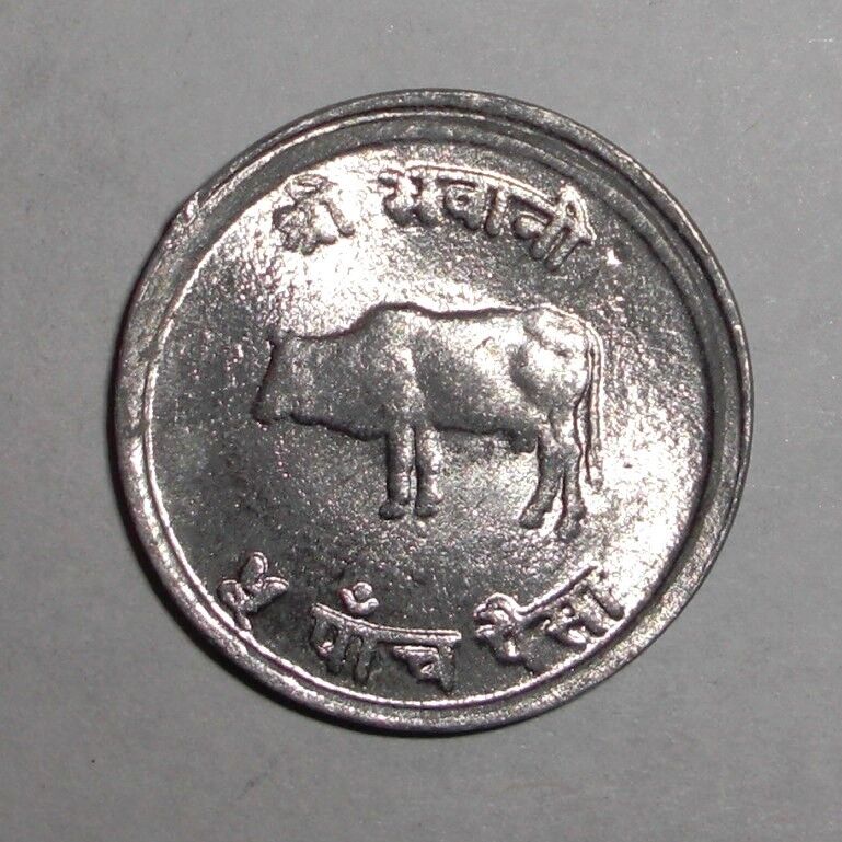Nepal 5 paisa, Cow, animal coin