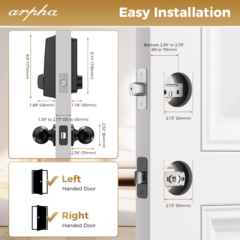 Keyless Entry Smart Door Lock＆Handle, Fingerprint Electronic Keypad Deadbolt App