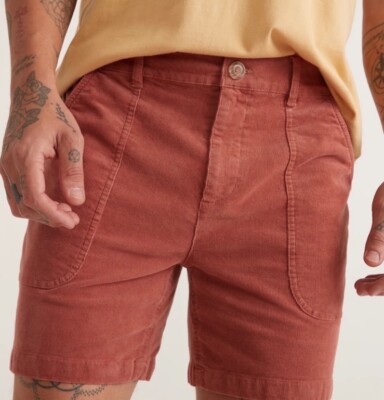 Marine Layer Mens Corduroy Archive Dominic Shorts Stretch 6  Inseam Red Sz 32