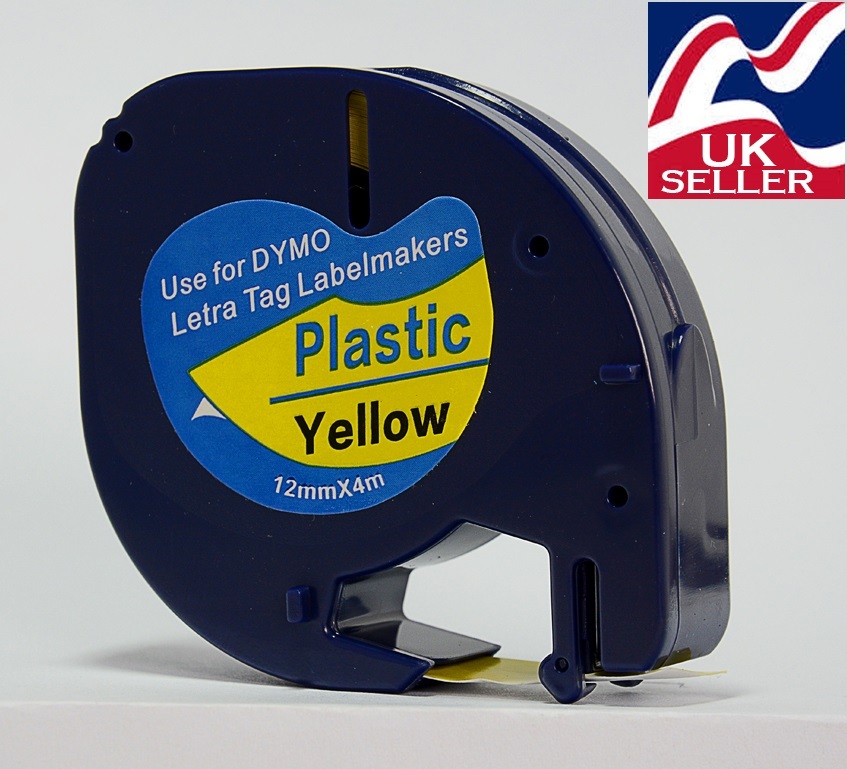 1 x tape cartridge 91202 yellow plastic 12mm x 4m for DYMO LETRATAG