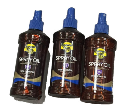 Banana Boat  SPF 15 Protective Oil Spray W/ Coconut Oil 3 Bottles Exp 07/25