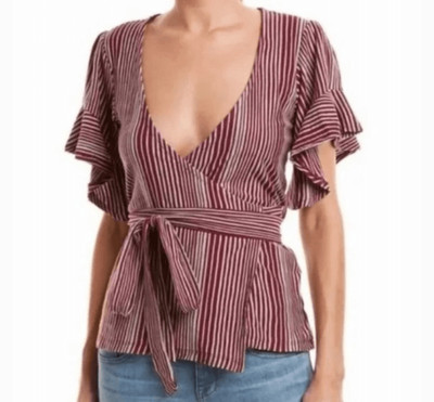 Free People Wrapped Around My Finger Red Striped Top | Size M