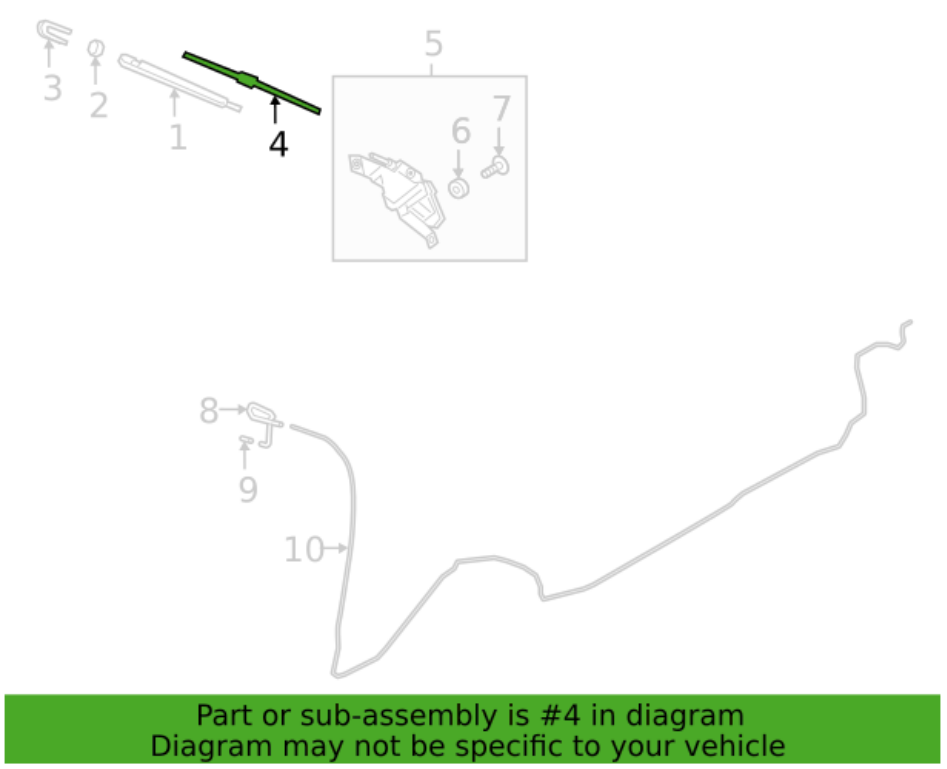 GENUINE ! REAR WIPER BLADE ASSEMBLY FOR 2013-2024 HYUNDAI/KIA # 98850-2W000