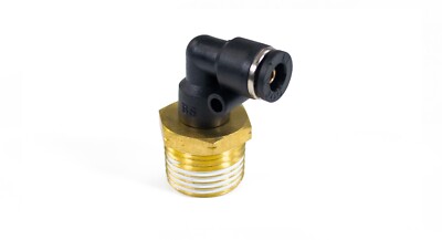 1/2'' Male NPT to 1/4'' Push to Connect Elbow Fitting - Accepts 1/4'' Air Line