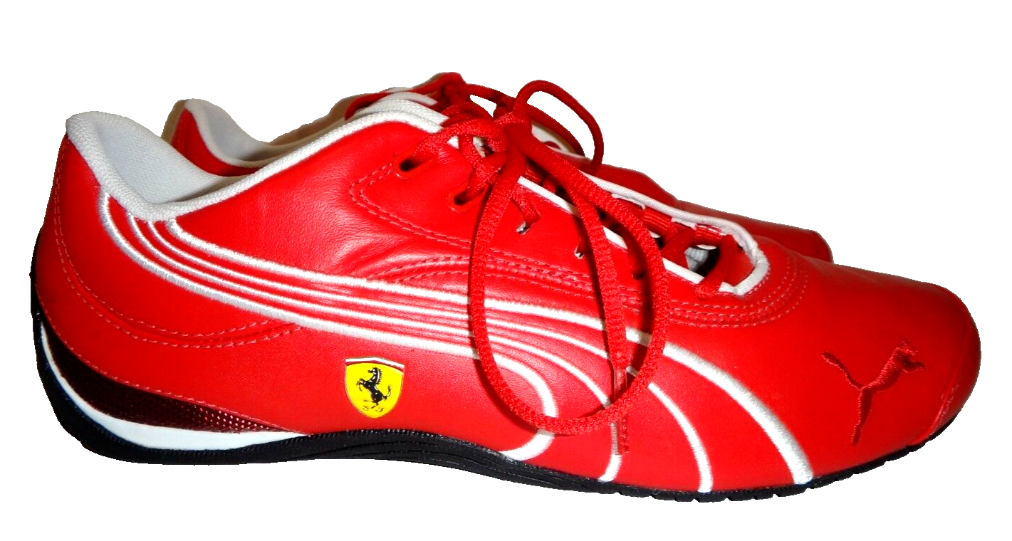 PUMA Ferrari Flat Lace-up Sneakers Red Leather Men's Size PUMA Ferrari Flat Lace-up Sneakers Red Leather Men's Size