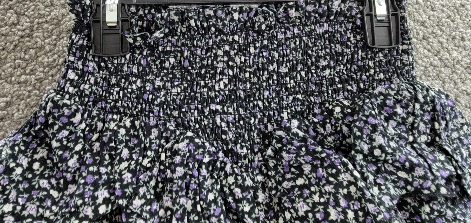 KatieJnyc Brooke Floral Print Skirt Girls' S Black Multi Smocked Elastic Waist - Picture 3 of 15