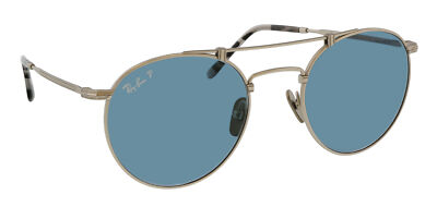 Pre-owned Ray Ban Ray-ban 0rb8147m 9165 Aviator Titanium Silver Polarized Sunglasses