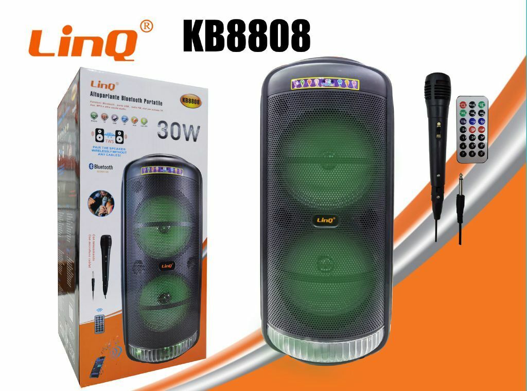 Altoparlante Speaker Cassa Bluetooth Linq Kb8808 30w Con Microfono Telecomando