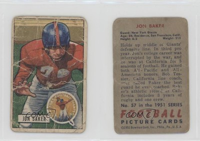 1951 Bowman Jon Baker #57 Rookie RC
