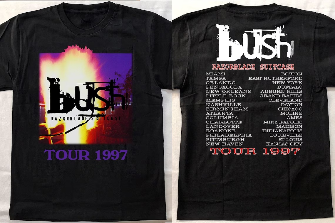 Bush Band Tour, 2 Sided, Vintage 90s Graphic 100% Cotton Men Bush Band Tour, 2 Sided, Vintage 90s Graphic 100% Cotton Men
