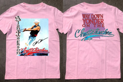 Vtg Alan Jackson Way Down Yonder On The Chattahoochee Cotton Pink Shirt AA2044