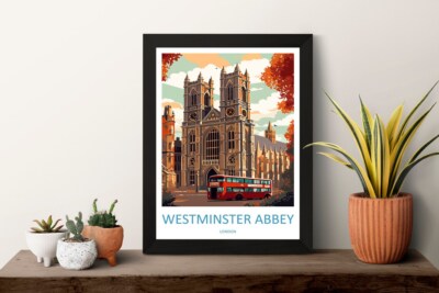 (Laminated) Westminster Abbey Travel Poster Print Wall Art