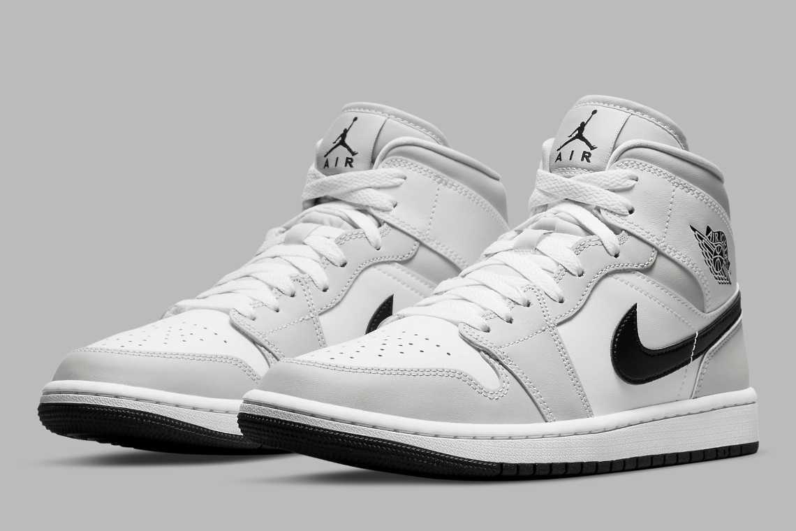 Pre-owned Jordan Nike Wmns Air  1 Mid Grey Fog White Black Bq6472-015 Women Us 7 - 12 In Gray