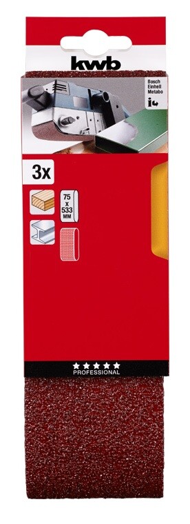 SET 3x NASTRO ABRASIVO NASTRI ABRASIVI 75x553 mm KBW EINHELL - DIVERSE GRANE