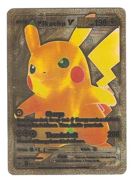 Pokemon Card Pikachu V Gold Foil Fan Card 170/185 HP190 Fan